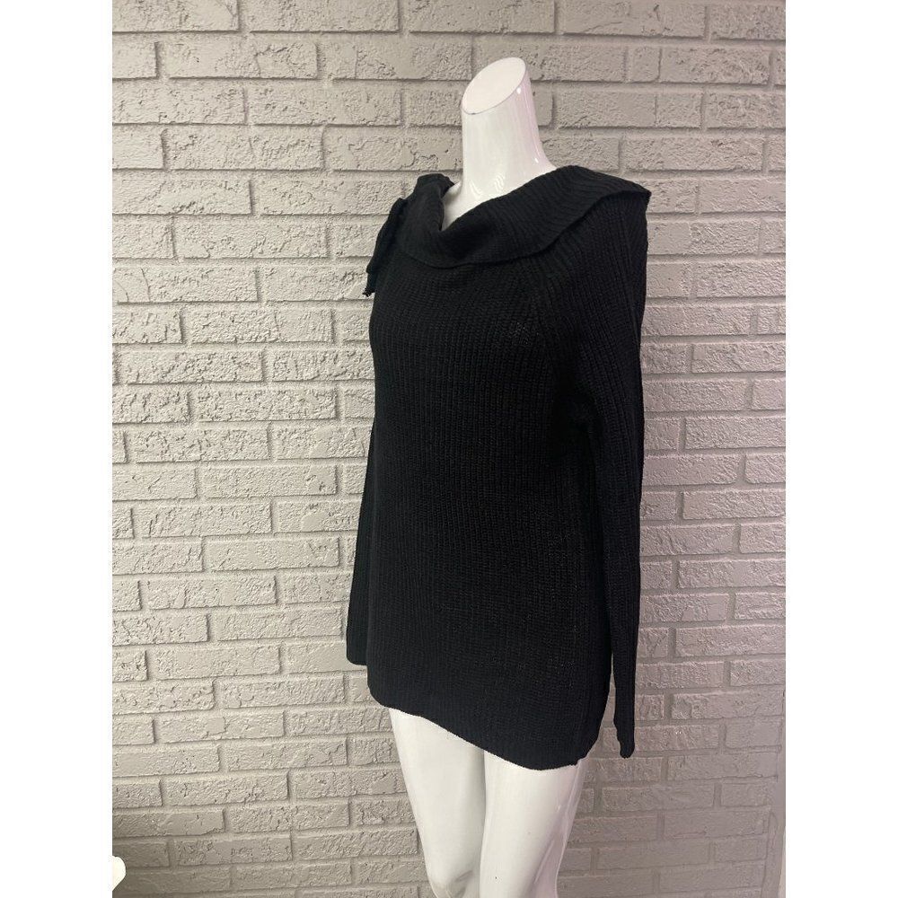 Ambiance Apparel Women Black Cowl Neck Long Sleeve Sweater Size L NWT